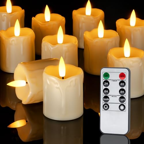 Homemory 12 Stück 5,5 x 5,2cm LED Teelichter mit Fernbedienung, Flammenlose Flackernde Batteriebetriebene Kerzen Timer, Warme Weiße für Hochzeit, Party, Festival, Weihnachtsdekoration von Homemory