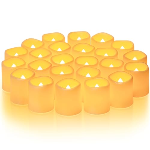 Homemory Flackernde, flammenlose Votivkerzen, 24 batteriebetriebene LED-Teelichter, realistische elektrische Kerze für Hochzeit, Tisch, Outdoor (Batterie im Lieferumfang enthalten) von Homemory