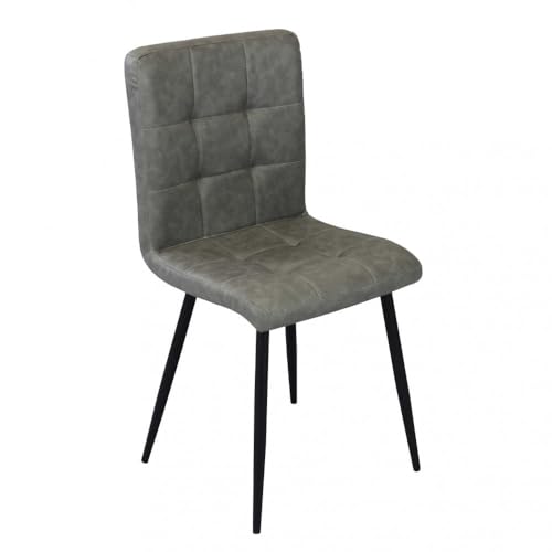 Homeness Ginter Esszimmerstuhl mit Metallrahmen und großer Sitzfläche bezogen mit Kunstleder Ginter - Darkgray von Homeness