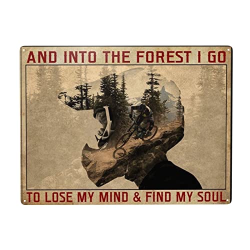 Blechschild mit Aufschrift "Bicycle Motocross And Into The Forest I Go To Lose My Mind And Find My Soul", Vintage-Stil, Metallplakat, Wanddekoration für Zuhause, Küche, Garage, Bar, Pub, Kunst-Dekor, von Homeoanimal