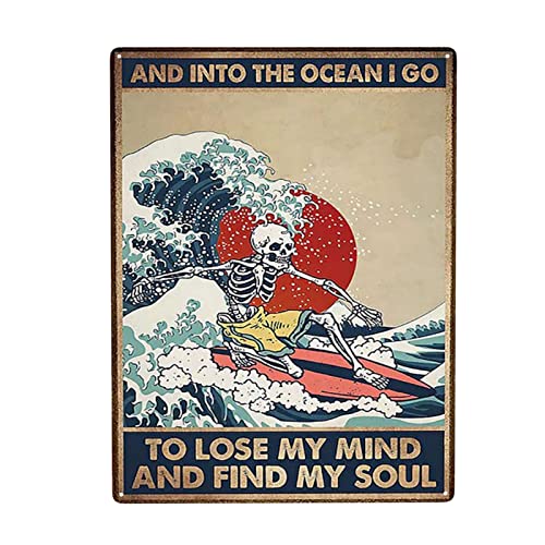 Blechschild mit Aufschrift "Into The Ocean I Go to Lose My Mind and Find My Soul", Wanddekoration, lustige Dekoration für Zuhause, Küche, Bar, Zimmer, Garage, Vintage-Poster, Plakette, 20,3 x 30,5 cm von Homeoanimal