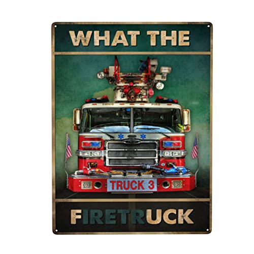 Blechschild mit Aufschrift "What The Firetruck", Wanddekoration lustige Dekoration für Zuhause, Küche, Bar, Zimmer, Garage, Vintage-Poster, Plakette, 15,2 x 20,3 cm von Homeoanimal