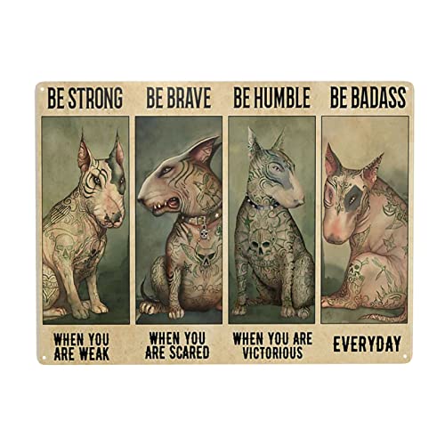 Blechschild mit Tattoo-Motiv Bullterrier, Wanddekoration, lustige Dekoration für Zuhause, Küche, Bar, Zimmer, Garage, Vintage-Poster, Plakette, 20,3 x 30,5 cm von Homeoanimal