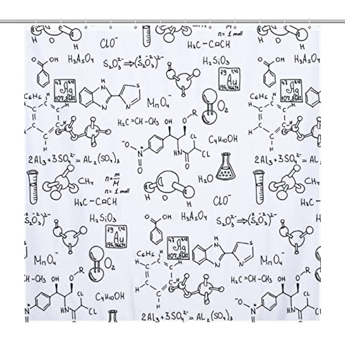 Chemie-Duschvorhang, 183 x 183 cm, Polyester-Stoff, bedruckt, Duschvorhang-Set für Badezimmer mit Haken von Homeoanimal