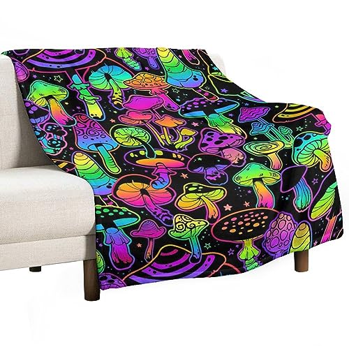 Homeoanimal Psychedelic Mushrooms-1 Bedruckte Überwurfdecke, 100 x 130 cm, leichte Flanelldecke, gemütliche Mikrofaser-Decken für Couch, Sofa, Schlafzimmer, dekorativ von Homeoanimal