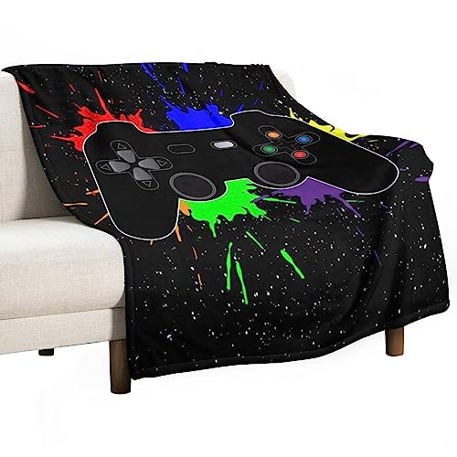 Homeoanimal Überwurfdecke mit Game Controller-Druck, 150 x 200 cm, leichte Flanelldecke, gemütliche Mikrofaser-Decken für Couch, Sofa, Schlafzimmer, dekorativ von Homeoanimal