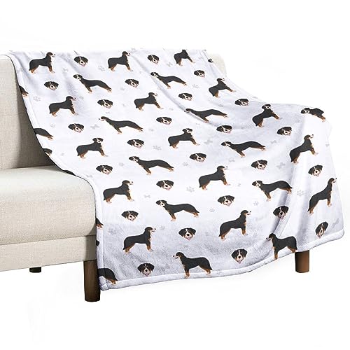 Homeoanimal Überwurfdecke mit Schweizer Sennenhund-Druck, 80 x 100 cm, leichte Flanelldecke, gemütliche Mikrofaser-Decken für Couch, Sofa, Schlafzimmer, dekorativ von Homeoanimal