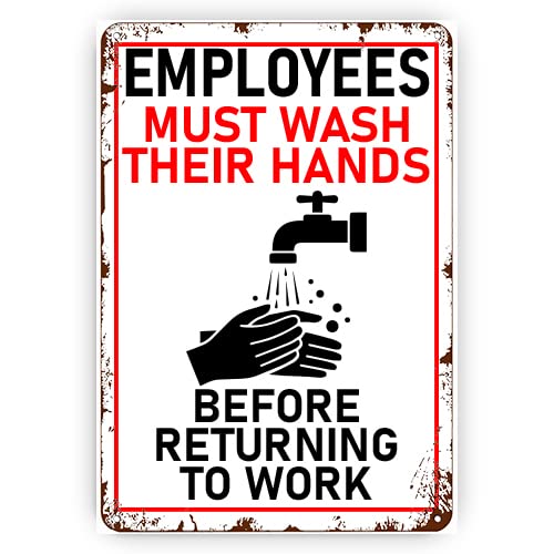 Kreatives Blechschild "Employees Must Wash Hands Before Returning to Work", Vintage-Wanddekoration, Retro-Kunst, Blechschild, lustige Dekorationen für Zuhause, Bar, Pub, Café, Bauernhof, Zimmer, von Homeoanimal