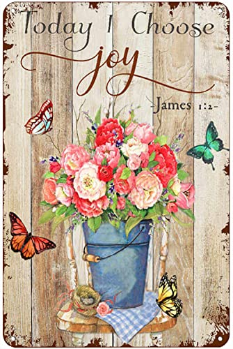 Metall-Blechschild mit Aufschrift "Beautiful Today I Choose Joy", Schmetterlings-Design, Vintage-Stil, für Zuhause, Wohnzimmer, Küche, Esszimmer, Schlafzimmer, Bauernhaus, Wanddekoration, 15,2 x 20,3 von Homeoanimal
