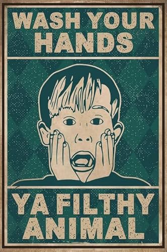 Metall-Blechschild mit Aufschrift "Wash Your Hands Ya Filthy Animal", Retro-Wanddekoration für Zuhause, Tor, Garten, Bars, Restaurants, Cafés, Büros, Geschäfte, Pubs, Clubs, Vintage-Schild, Geschenk, von Homeoanimal