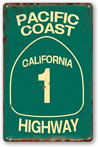 Pacific Coast Highway Blechschild Vintage Stil Blechschild Home Kitchen Restaurant Cafe Kunst Metallschild Retro Geschenk Schild 20,3 x 30,5 cm von Homeoanimal