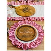 Rotes Gingham Leinen Tischset Rüschen Karo Tischset von HomeofBlossomStore