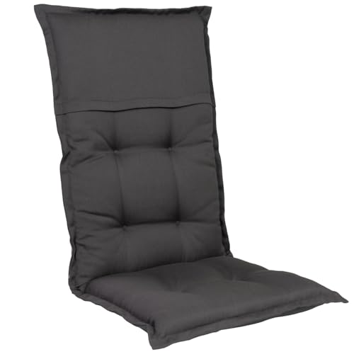 Homeoutfit24 Gartenstuhlauflagen Hochlehner – 1er Set – Extra Dick 8 cm – Mit Kopfpolster – Oeko-TEX – UV-beständig – Anthrazit – Made in EU – Outdoor Auflagen für Gartenstühle von Homeoutfit24