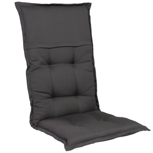 Homeoutfit24 Gartenstuhlauflagen Hochlehner – 2er Set – Extra Dick 8 cm – Mit Kopfpolster – Oeko-TEX – UV-beständig – Anthrazit – Made in EU – Outdoor Auflagen für Gartenstühle von Homeoutfit24