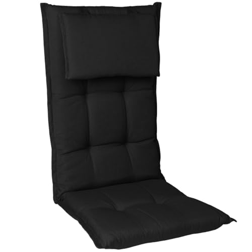 Homeoutfit24 Gartenstuhlauflagen Hochlehner – 2er Set – Extra Dick 8 cm – Mit Kopfpolster – Oeko-TEX – UV-beständig – Schwarz – Made in EU – Outdoor Auflagen für Gartenstühle Homeoutfit24 Gartenstuhlauflagen Hochlehner – 2er Set – Extra Dick 8 cm – Mit Kopfpolster – Oeko-TEX – UV-beständig – Schwarz – Made in EU – Outdoor Auflagen für Gartenstühle von Homeoutfit24