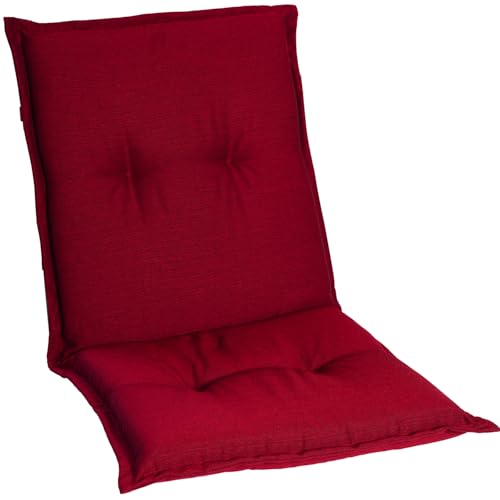 Homeoutfit24 Gartenstuhlauflagen Niedriglehner – 2er Set – Komfort-Polster 6,5 cm – Oeko-TEX Zertifiziert – pflegeleicht – Rot – Made in EU von Homeoutfit24
