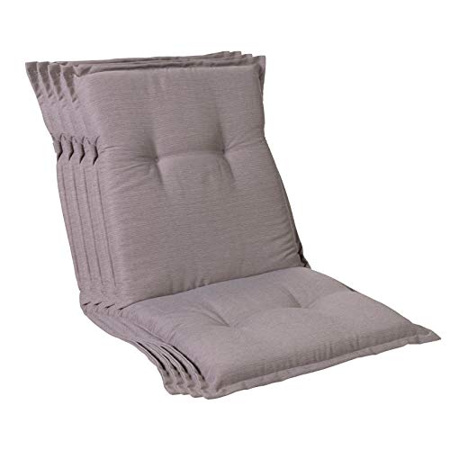 Homeoutfit24 Prato, Gartenstuhl-Auflage, Made in Europe, Polyester, Oeko-TEX® Standard 100, UV-beständig, Halteband & Kordeln, 4-Stück, Platin-Grau von Homeoutfit24