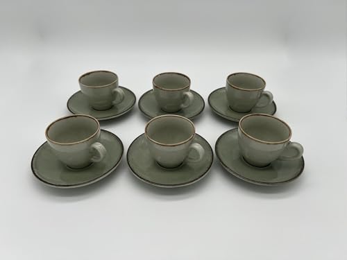 Homeparadise Mokkatassen Espressotassen Set 100% Porzellan 90 ml Kaffee Cappuccino mit Untertassen für 6 Personen 12 tlg. (Salbeigrün) von Homeparadise