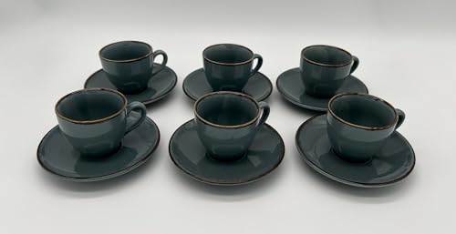 Homeparadise Mokkatassen Espressotassen Set 100% Porzellan 90 ml Kaffee Cappuccino mit Untertassen für 6 Personen 12 tlg. (Tiefseeblau) von Homeparadise