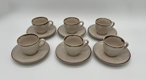 Homeparadise Mokkatassen Espressotassen Set 100% Porzellan 90 ml Kaffee Cappuccino mit Untertassen für 6 Personen 12 tlg. (Zimt) von Homeparadise