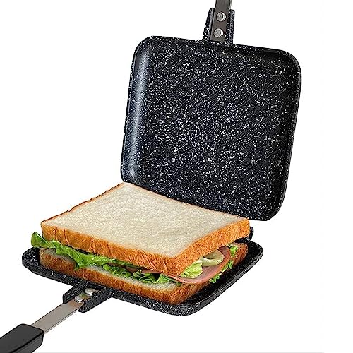 Doppelseitige Bratpfanne,Quadratische Frühstücks Toastpfanne mit Twill-Design Antihaftbeschichtete Aluminiumlegierung Bratpfanne Camping Toaster Sandwich Maker für Frühstück Camping Outdoor von Homepatche