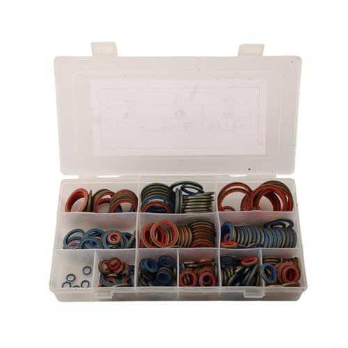 100 oder 245 Stück Silikon-Gummi-O-Ring-Dichtungssatz Metall-Kombinationsdichtungsscheiben Sortiment Kit M6-M30 für Sanitär-Automobil-Wasserhahn-Reparatur mit Aufbewahrungsbox (245 Stück) von Homeponnew