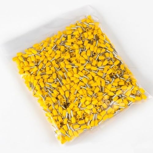 1000 Stück isolierte Crimpklemme E0508 kaltgepresstes Rohrkupfer Typ für AWG 22 Drahtverbinder geeignet für Marine- und Automobilverdrahtung (gelb) von Homeponnew