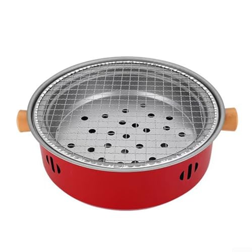 12 6 Zoll kompakter Holzkohlegrill mit stabiler Konstruktion und abnehmbaren Komponenten, entworfen für bequemes Kochen im Freien und einfachen Transport (rot) von Homeponnew