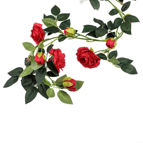 2 m lange Pfingstrosen-Blumenranken, 28 Blüten für schöne Dekoration zu Hause (rot) von Homeponnew
