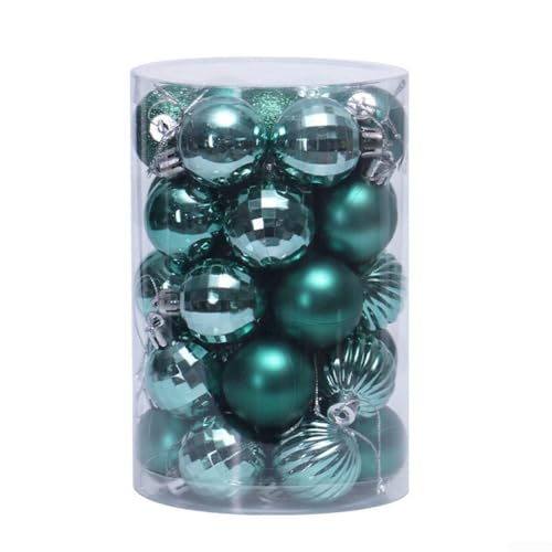 34-teiliges Weihnachtskugel-Ornament-Set mit mehreren Oberflächen und Haken, geeignet für Baum, Girlande und Tischdekoration (9#) von Homeponnew