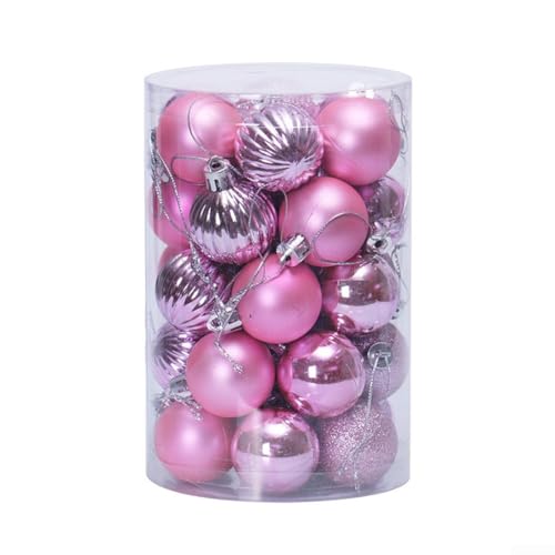 34-teiliges Weihnachtskugel-Ornament-Set mit mehreren Oberflächen und Haken für Baum, Girlande, Tisch und Innen- und Außendekoration (14#) von Homeponnew