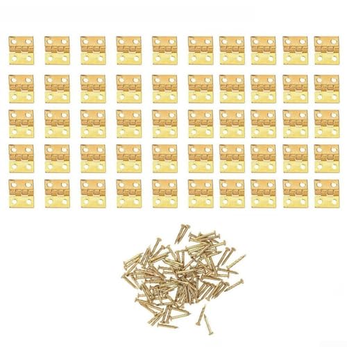 50 Stück Mini solide Scharniere für Puppenhaus-Projekte und für kleine Handwerksreparaturen (Gold) von Homeponnew