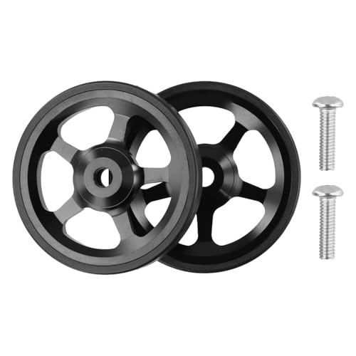 60 mm Faltrad Easy Wheel, leichtes Design mit Aluminiumlegierung und Gummi für Brompton und für 3Sixty, Set enthält 2 Räder und Schrauben (schwarz) von Homeponnew