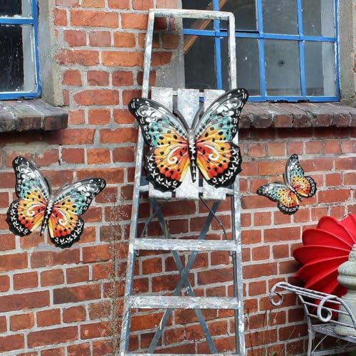 Ästhetische Metall-Schmetterlings-Wandkunst, um Ihr Zuhause oder Ihren Außenbereich zu verschönern (22 x 27 cm) von Homeponnew