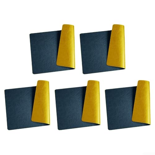Doppelseitige, waschbare Tischsets aus Leder für stilvolle Essbereiche (dunkelblau und gelb), 5 Stück von Homeponnew