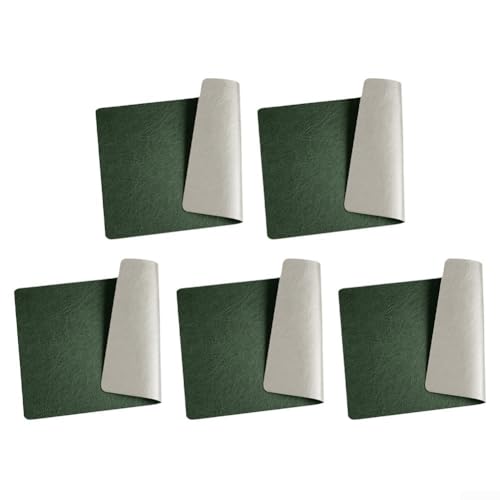 Doppelseitige, waschbare Tischsets aus Leder für stilvolle Essbereiche (dunkelgrün und grau) 5 Stück von Homeponnew