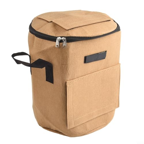 Faltbarer Gartensack, harter Boden, 1,8 l, grüner Mülleimer für Camping, Blätter, wiederverwendbare Gartenabfallsäcke für Terrasse, Rasen (Kamelfarbe) von Homeponnew