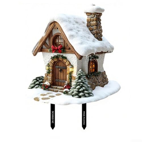 Gartenboden-Einsteckkarte aus PVC mit Weihnachtselementen für die Gartendekoration im Freien, wetterbeständig und saisonal geeignet (DC20022) von Homeponnew