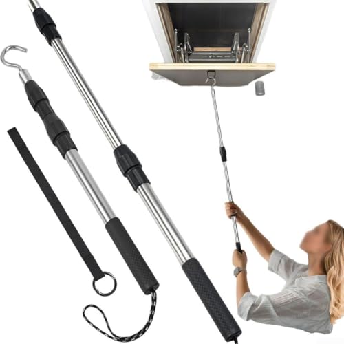 Homeponnew Ausziehbar für Dachboden-System mit Edelstahl-Teleskopstange und Seilzugangsoption für mehr Flexibilität und Sicherheit bei Dachbodenanwendungen von Homeponnew