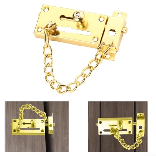 Homeponnew Edelstahl Anti-Diebstahl-Türkette, Goldene Sicherheitskette mit 2 Befestigungsmodi, Anti-Pick-Schloss für Haustür-Sicherheit von Homeponnew