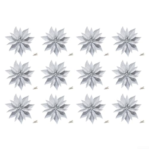 Homeponnew Künstliche Weihnachtsblumen, 12 Stück, 10 cm, realistische Kunststoff-Weihnachtssterne in Rosa, Rot, Gold, Silber, Weiß, Farben für Weihnachtsbaum, Kränze, Innenbereich, festliche Homeponnew Künstliche Weihnachtsblumen, 12 Stück, 10 cm, realistische Kunststoff-Weihnachtssterne in Rosa, Rot, Gold, Silber, Weiß, Farben für Weihnachtsbaum, Kränze, Innenbereich, festliche von Homeponnew