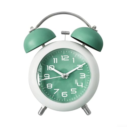 Homeponnew Vintage Metallwecker mit zwei Glocken und Nachtlicht, lautes Klingeln, geräuschlos, nicht tickendes Uhrwerk für schwere Schläfer, batteriebetrieben für Zuhause, Büro, Schlafsaal, Dekoration von Homeponnew