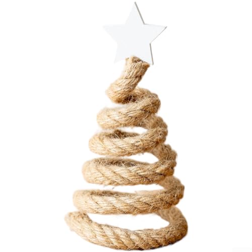 Kompakter nordischer festlicher Baum aus Holz mit Hanfseil für die Tischplatte saisonale Dekoration, natürliches Holzornament für verschiedene Inneneinrichtungen (A) von Homeponnew