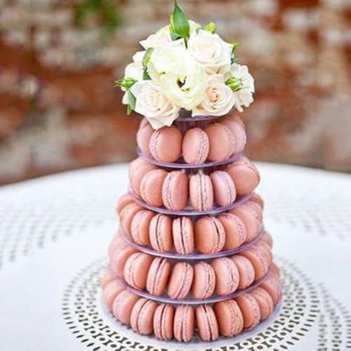 Kuchenständer mit 6 Etagen, runder Macaron-Turm, verstellbar, stapelbar, für 92-95 Makronen, Cupcake-Halter für Babyparty, Geburtstagsparty, Hochzeit von Homeponnew