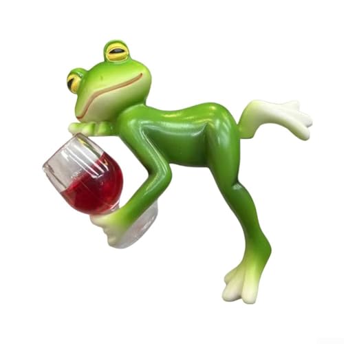 Lustiger Mini-Frosch aus Kunstharz für Gartendekoration, geeignet für den Außenbereich, Terrasse, Balkon, wetterfestes Design (hohe Fußtasse nehmen) von Homeponnew