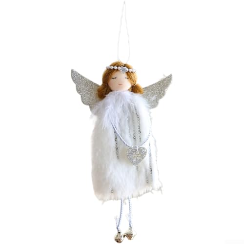 Plüsch-Engel-Glocke zum Aufhängen für Weihnachten für Baum, saisonale Dekoration, um festliches Ambiente zu schaffen (weiß) von Homeponnew