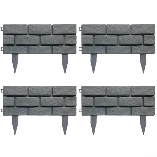 Rasenkantenumrandung, Kunststoff, für verbesserte Gartenästhetik, Grau, 4 Stück von Homeponnew
