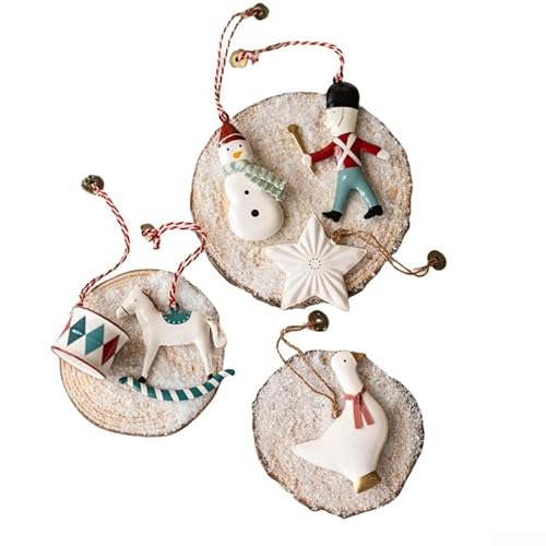 Saisonaler Weihnachtsanhänger Hängeset Eisen Ornamente Kombination für Baum und festliche Tischdekoration (Kombination zwei) von Homeponnew