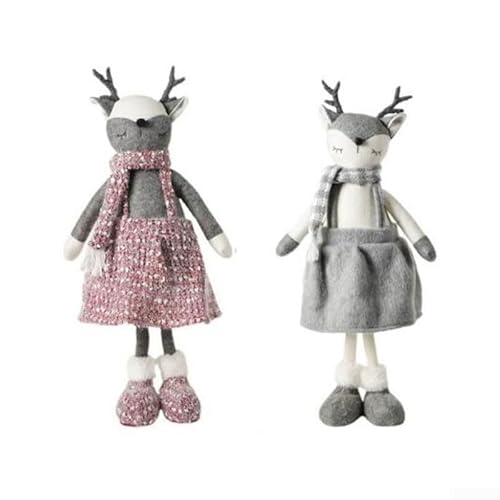 Set mit 2 Weihnachtspuppen für den Urlaub Kaminsims und Tischdekoration, saisonale Ornamente für Wohnzimmer (grau) von Homeponnew