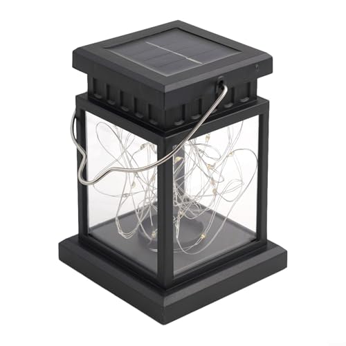 Solarbetriebene Laterne für Außendekoration, wasserdichte Hängelampe mit flackernden LED-Lichtern (001) von Homeponnew